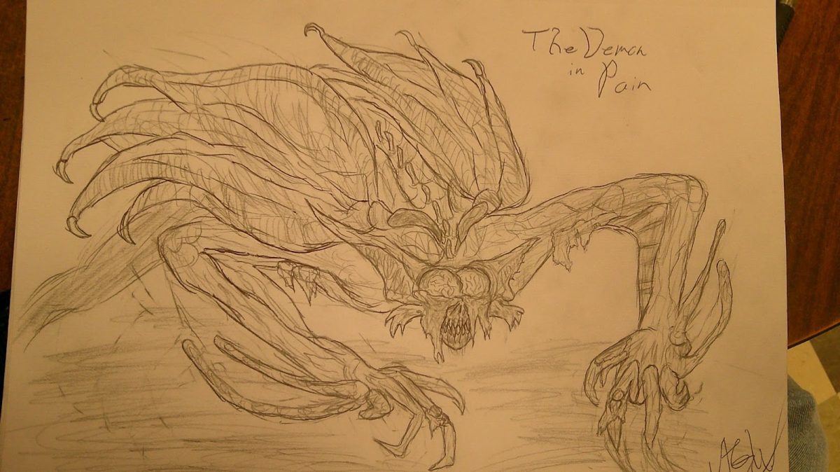 No real people, but if fictional is needed, Demon In Pain, Dark Souls 3