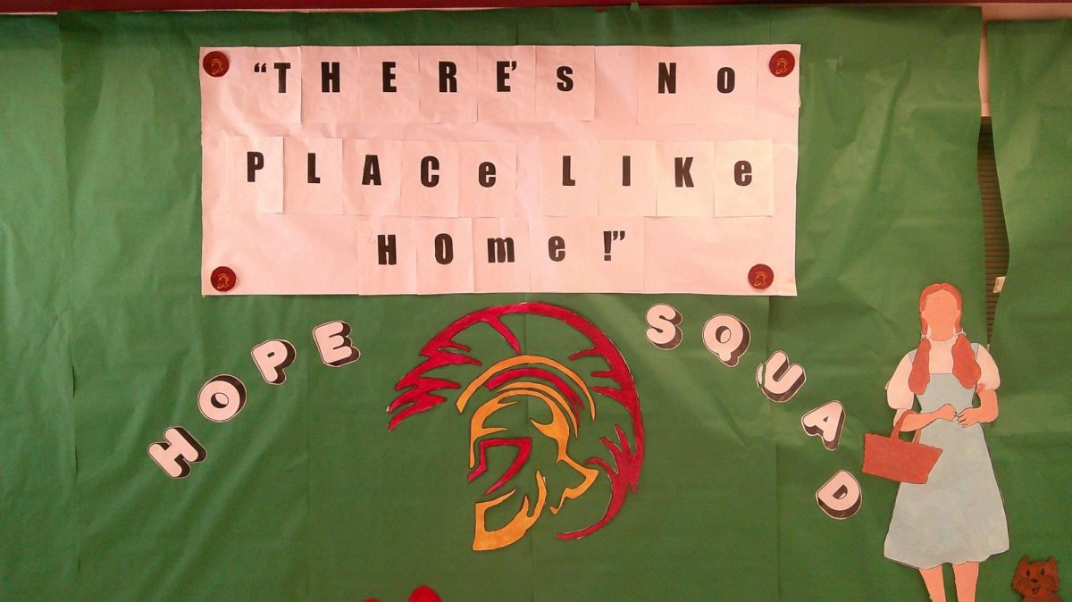 Hope Squad wall, that Hope Squad students do monthly that matches a theme.